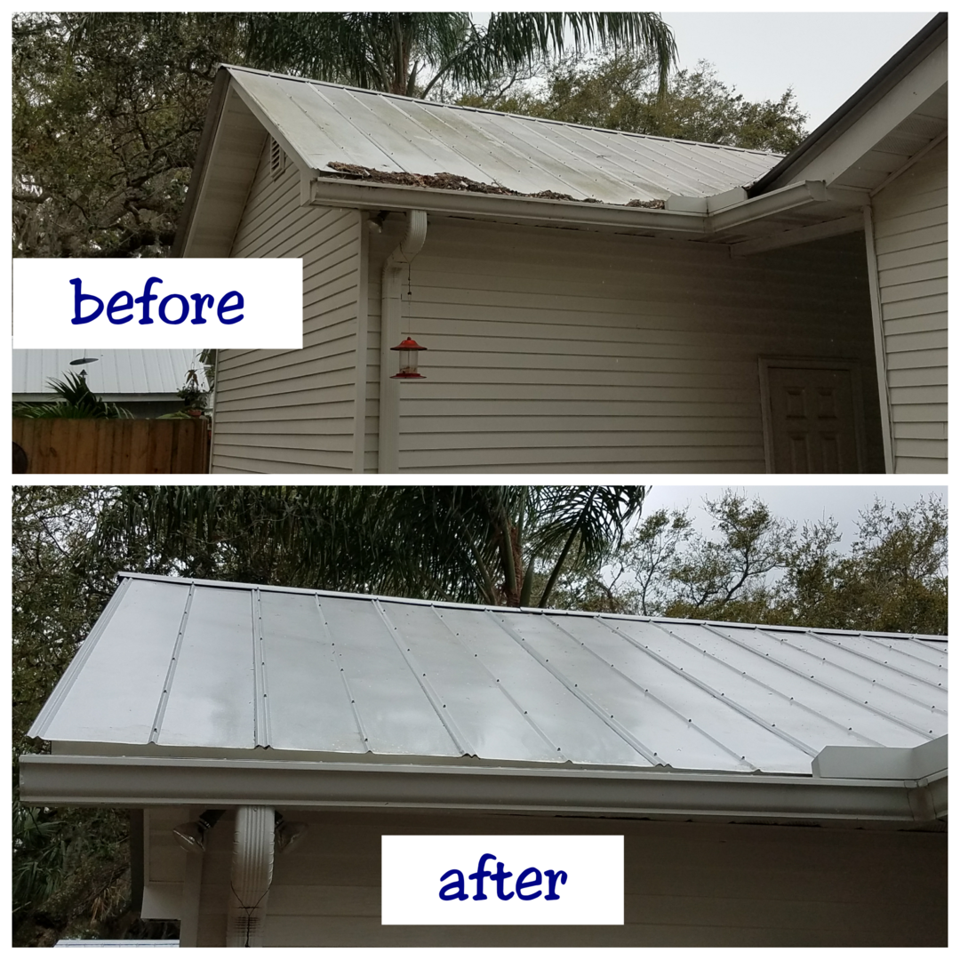 Before after image after pressure washing roof top 58