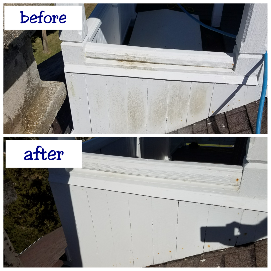 Before after image after pressure washing side top