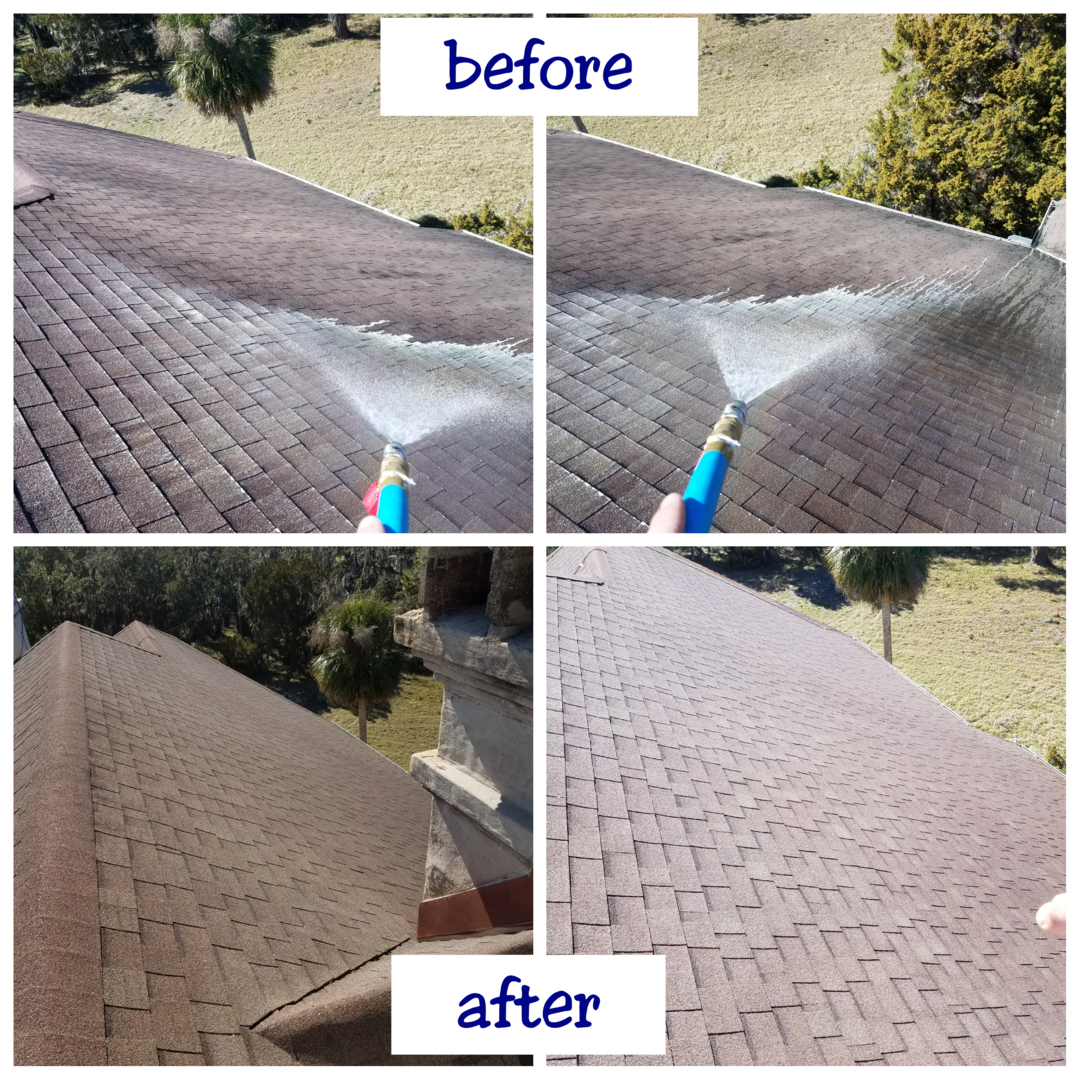 Before after image after pressure washing rooftop 3