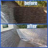 Before after image of rooftop after washing