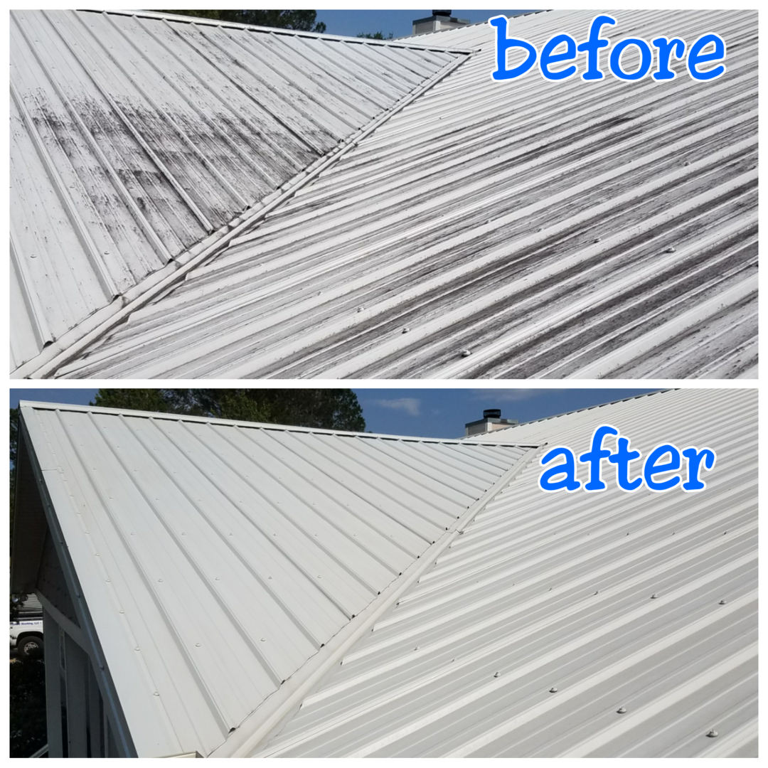 Before after image after pressure washing roof 2