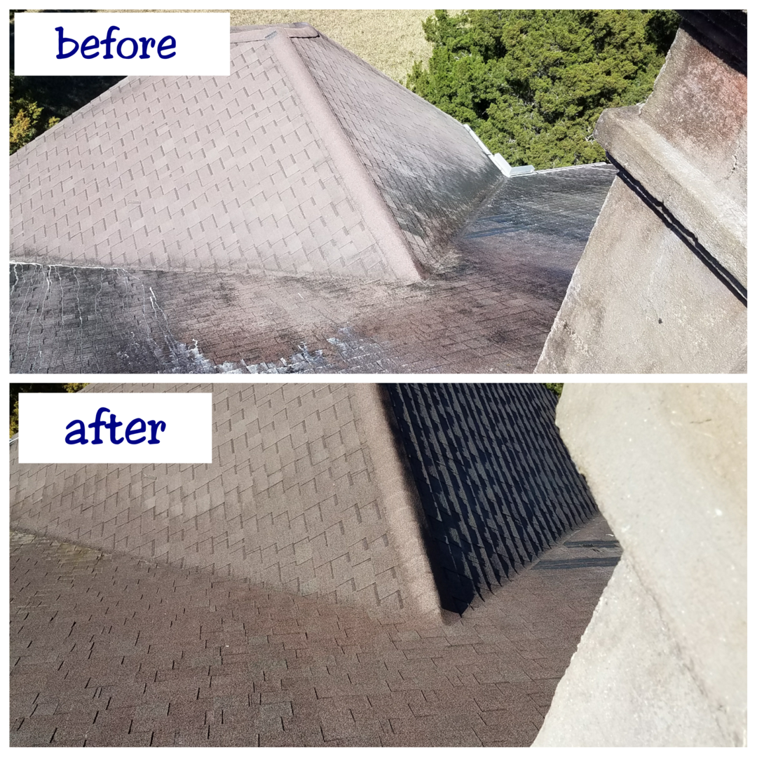 Before after image after pressure washing rooftop 6