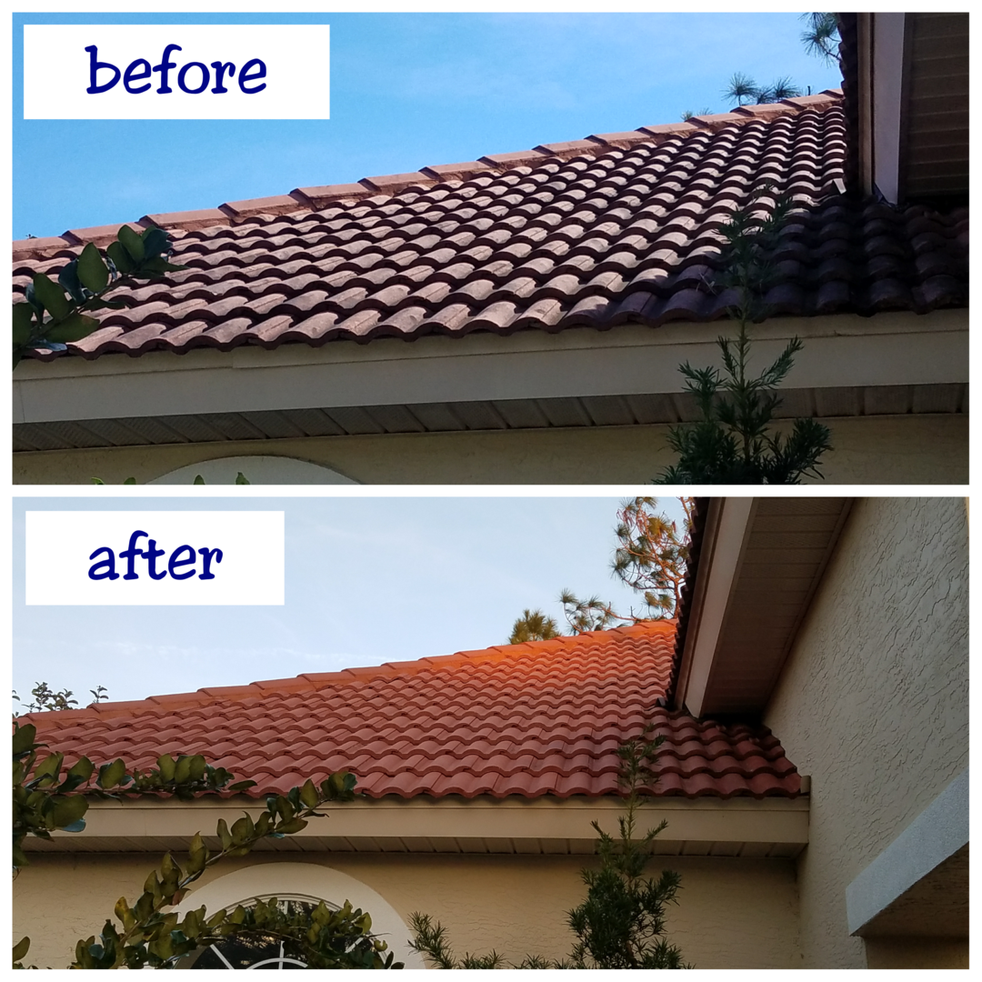 Before after image after pressure washing rooftop 2