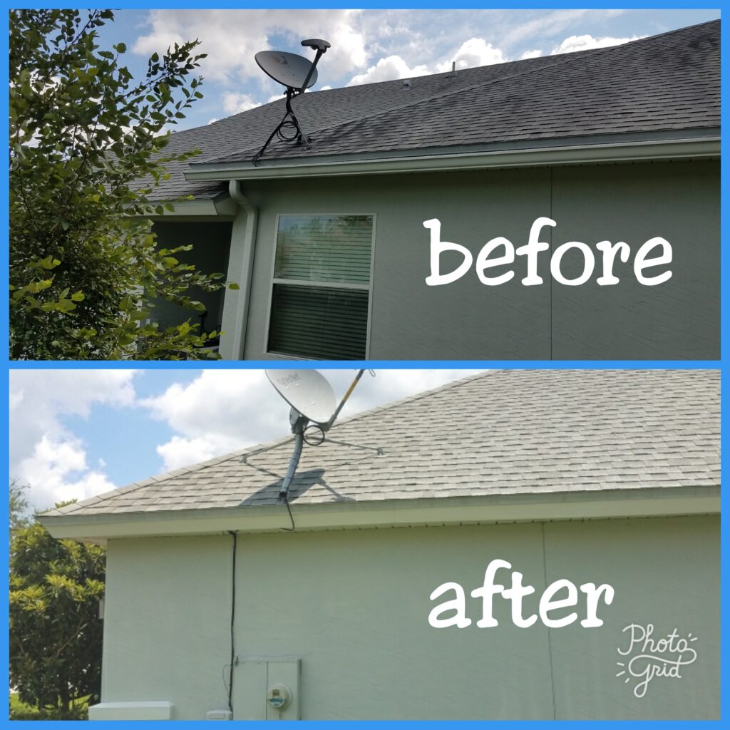 Before and after roof soft wash in st augustine fl